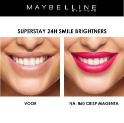 Maybelline SuperStay 24H Smile Brighters Lippenstift - 860 Crisp Magenta - Roze - Langhoudend -Mode-Cosmetica Winkel 1200x1196 6