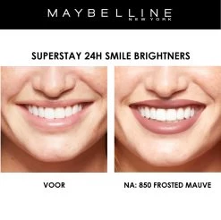 Maybelline SuperStay 24H Smile Brighters Lippenstift - 850 Frosted Mauve - Roze - Langhoudend 16 Maybelline SuperStay 24H Smile Brighters Lippenstift - 850 Frosted Mauve - Roze - Langhoudend -Mode-Cosmetica Winkel 1200x1197 7