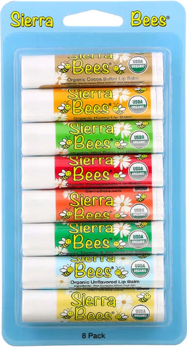 Sierra Bees Lippenbalsems Bijenwas - 8 Pack 1 Sierra Bees Lippenbalsems Bijenwas - 8 Pack