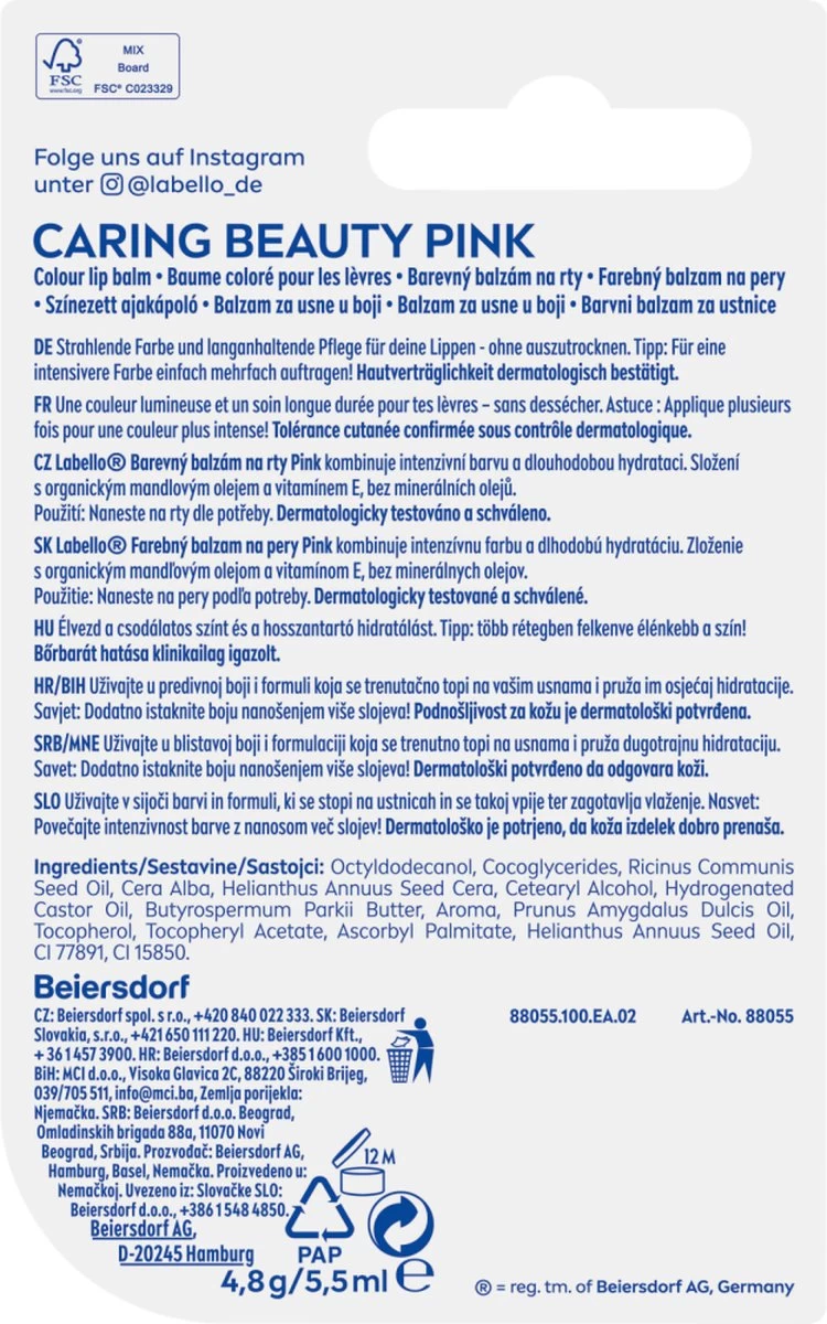 Labello Lippenbalsem Caring Beauty Pink 2 Labello Lippenbalsem Caring Beauty Pink - Afbeelding 2