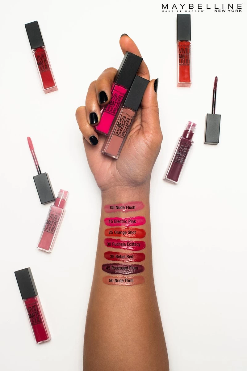 Maybelline Vivid Matte Liquid - 35 Rebel Red - Rood - Lippenstift 7 Maybelline Vivid Matte Liquid - 35 Rebel Red - Rood - Lippenstift - Afbeelding 7